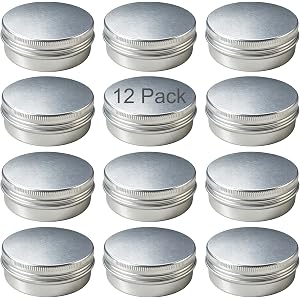 LBUQSVF 12 Pack 2oz Round Refillable Aluminum Salve Tins with Screw Lids | Small Metal Storage Tin Cans, Mini Empty Travel Co