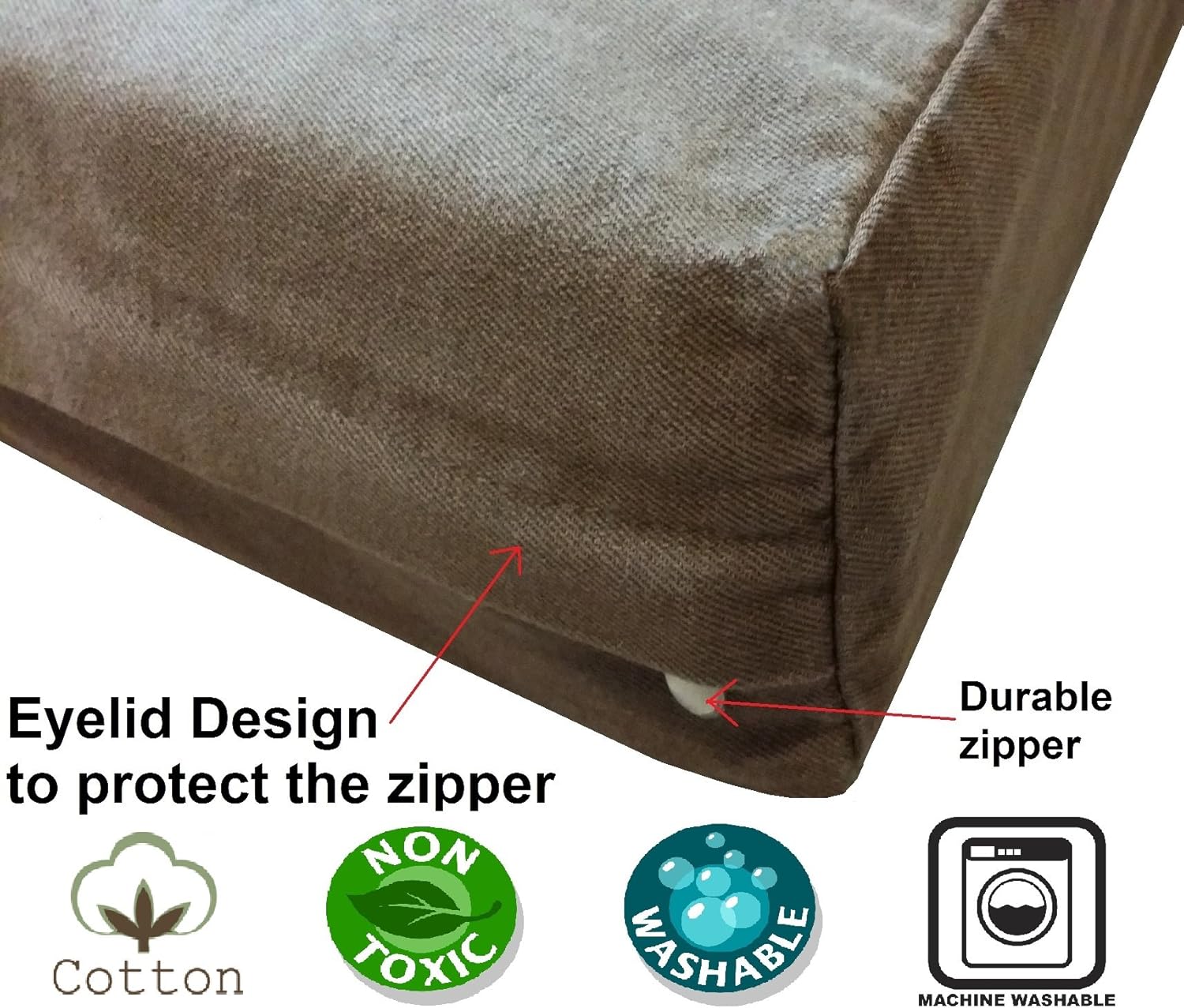 Dogbed4less 55X37X4 Inches Brown Color Denim Jean Dog Pet Bed External Zipper Cover - Replacement Cover only : Pet Supplies