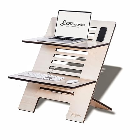 Stehschreibtisch Aufsatz aus Holz - Der höhenverstellbare STANDSOME DOUBLE Steh Sitz Schreibtisch für ein gesundes Arbeiten i