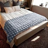 SHSYCER 2 Layer Cozy Lightweight Muslin 100% Cotton Blanket for Bed, Couch & Sofa, Summer Bedding Coverlet with Pattern, Blue, Queen 78''x90''