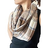 stylesilove Winter Plaid Infinity Scarf with Hidden Zipper Pocket Fashion Travel Scarf for Women and Men