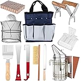 BuzzingCosmos Bee Keeping Starter Kit | 11-Piece Beekeeping Supplies Set | Hive Tool & Stainless Steel Bee Smoker | Includes Water Resistant Tool Bag – Beekeeping Essentials for Beginners & Experts