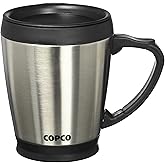 Copco Double Wall Stainless Steel Coffee Mug - 16 oz, Insulated Travel Mug with Screw-On Lid, Spill-Proof, Durable Handle - Ideal for Coffee, Tea, Office, Home, Dishwasher Safe, Hot Beverage Mug