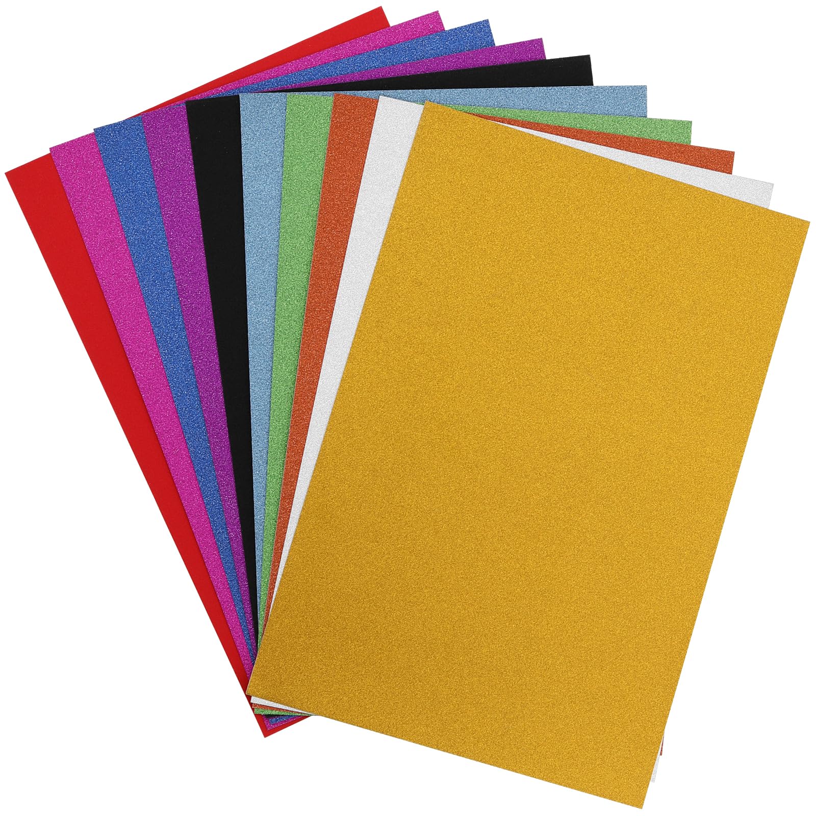 YUENPUN 60 Sheet 250gsm 10 Colors A4 Glitter Cardstock, Coloured Non Shed Glitter Card Sheet Paper, Sparkly Craft Card for DIY Decoration,Crafts