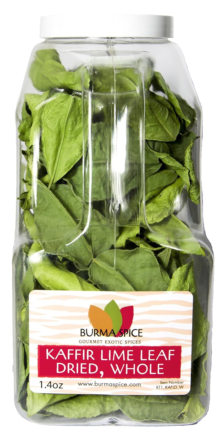 Kaffir Lime Leaves, Dried | Key Ingredient in Thai cuisine | Wonderful Addition to Soups and Curries | Rich Green Color and Extremely Flavorful 1.4 oz.