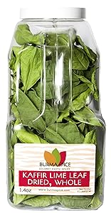 Kaffir Lime Leaves, Dried | Key Ingredient in Thai cuisine | Wonderful Addition to Soups and Curries | Rich Green Color and Extremely Flavorful 1.4 oz.