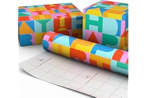 Hallmark Birthday Wrapping Paper Mini Roll (Rainbow Block Letters) for Kids Birthday - 40 Sq. Ft.