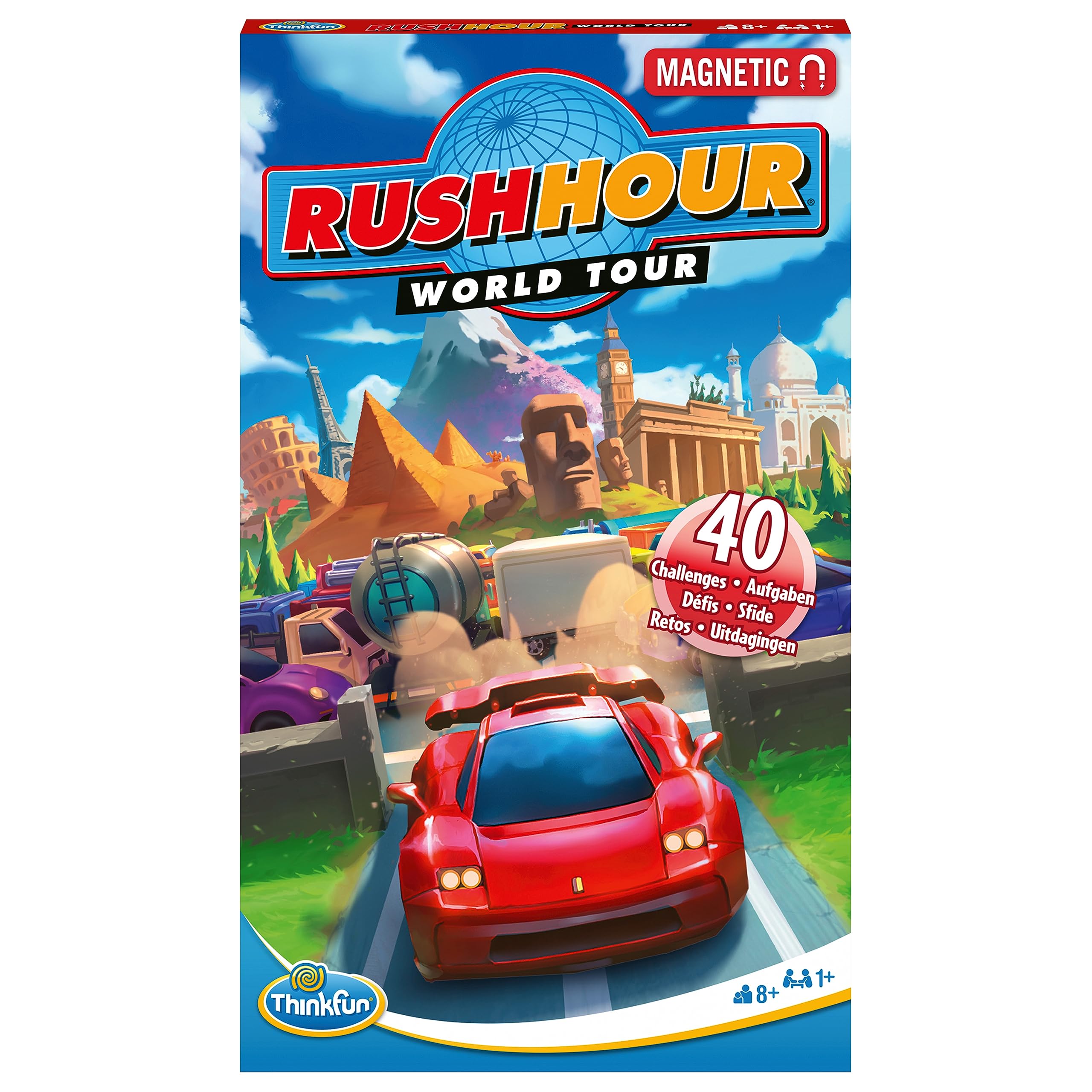 ThinkFun Rush Hour World Tour Magnetic Travel Puzzle - Embark on a Global Adventure of Logic and Strategy in a Compact Travel Edition