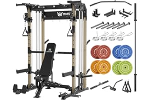 MAJOR FITNESS F22 Power Rack, 1600lbs All-in-One Squat Rack with Dual Pulley System, Heavy-Duty Steel Frame, Attachments & Storage for Home Gym Strength Training