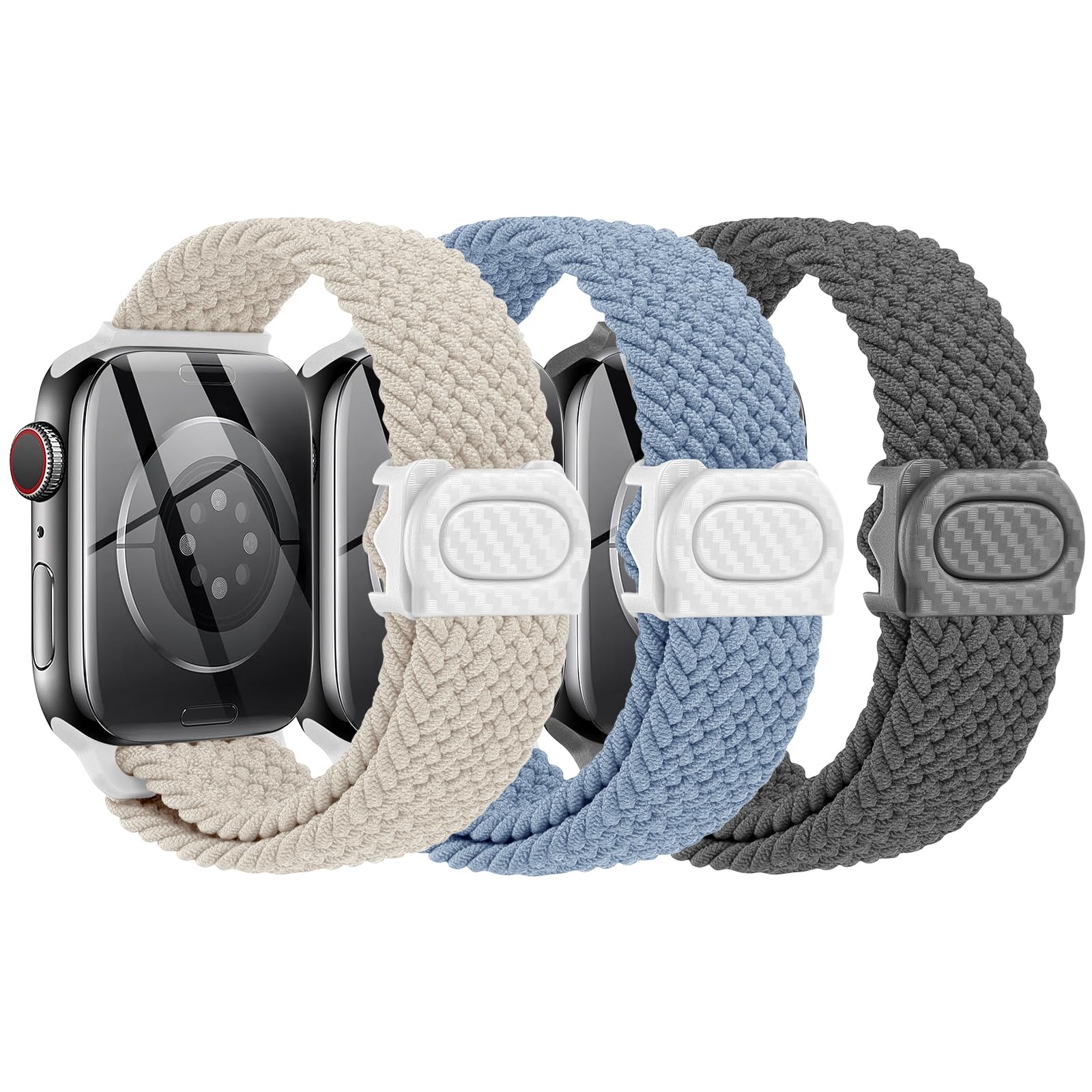 3 Pack Braided Bands Compatible with Kids Apple Watch Band, Adjustable for Small Wrist | Compatible with Series 1-10/SE/Ultra | 38/40/41/42/44/45mm/46mm/49mmSoft & Durable Replacement Strap