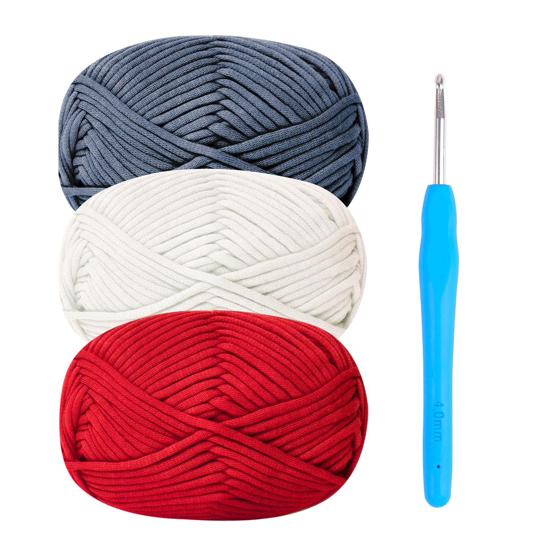 Chunky Yarn for Crochet,Cotton Thick Wool for Crochet 3x50g Crochet Yarn for Beginners Amigurumi with 4mm Hook,Easy Starter Kit Blue Yarn
