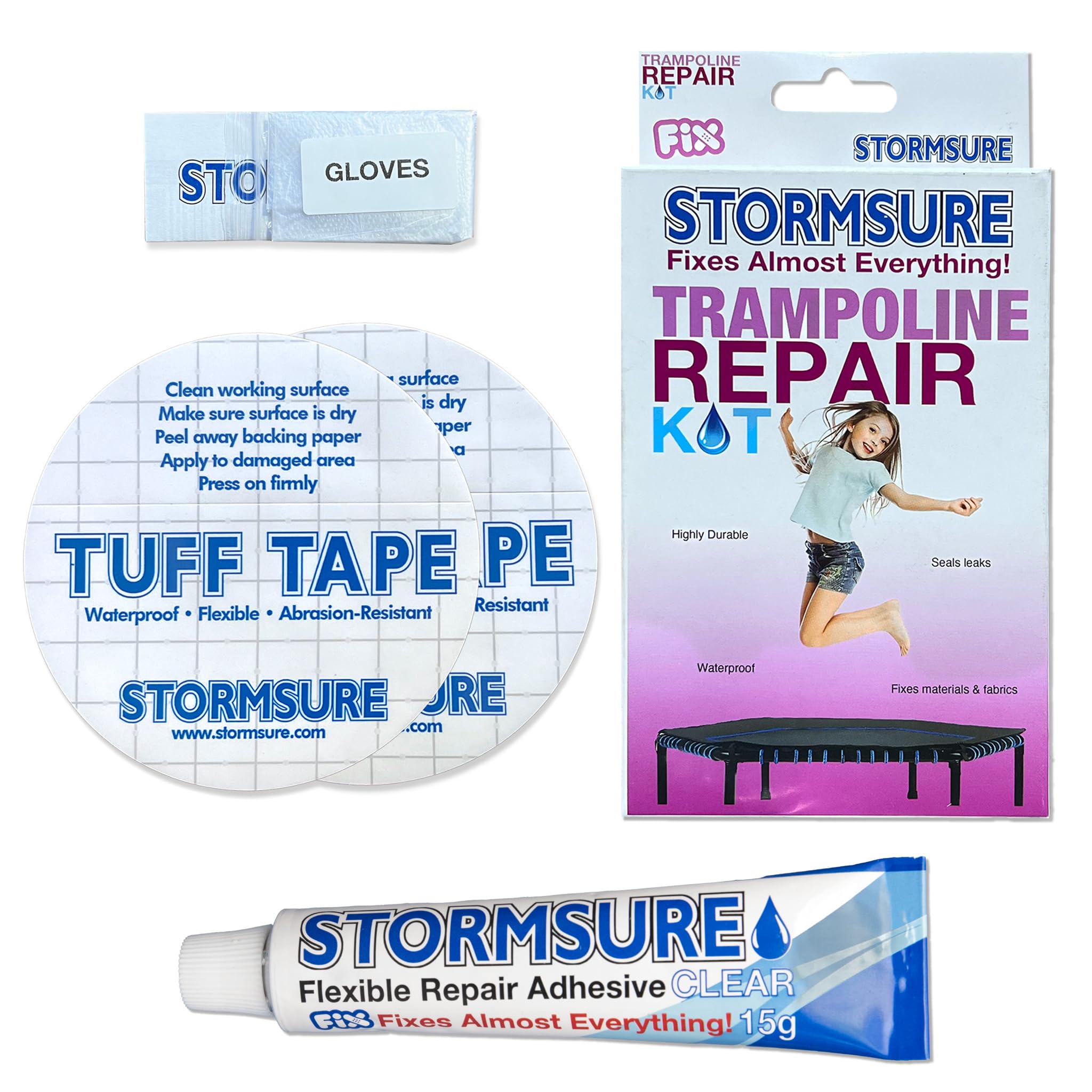 Stormsure Trampoline Repair Kit - Make Extremely Strong, Flexible asnd Waterproof Repairs to Your Trampoline Mat