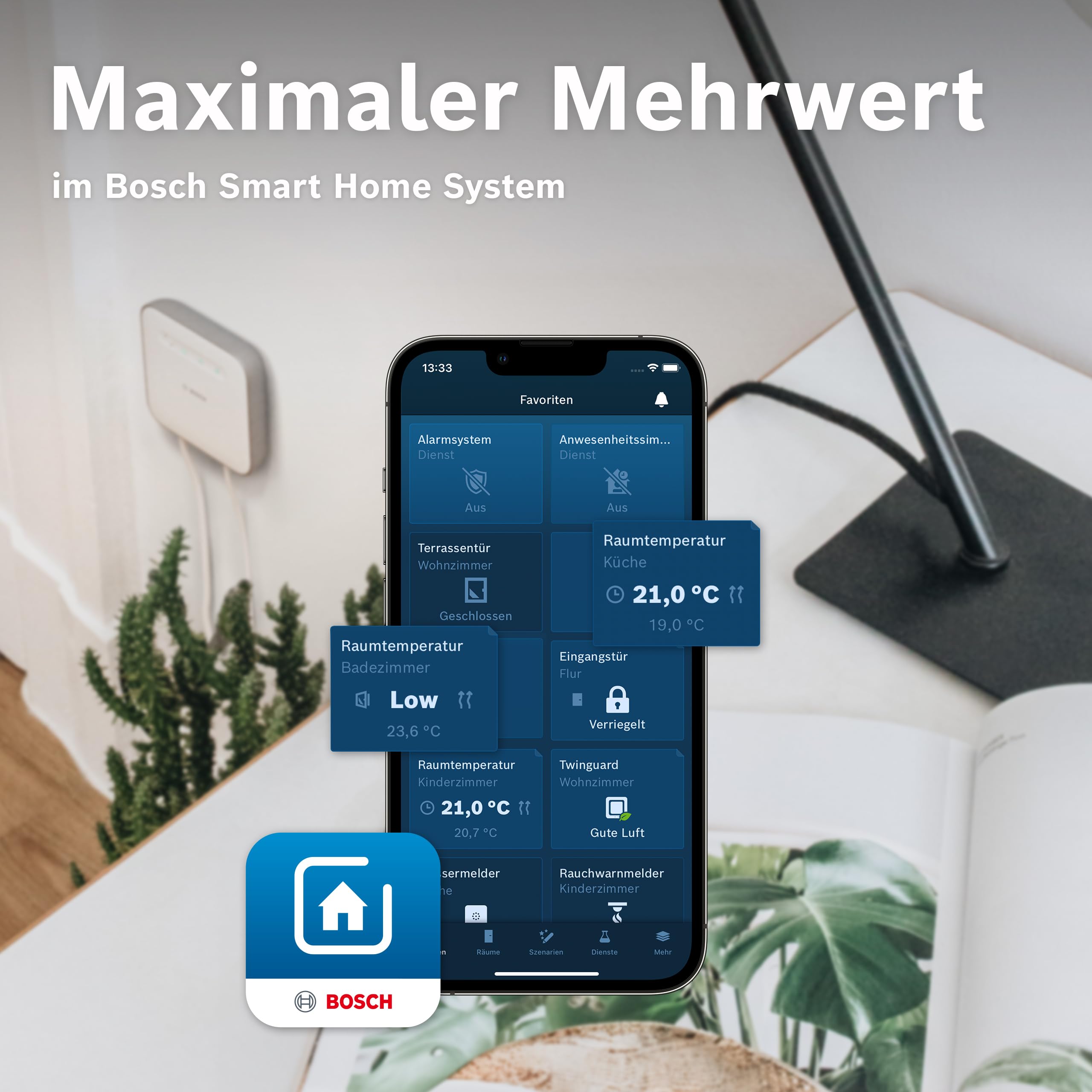 Bosch Smart Home Heizkörperthermostat II [+M], smartes Thermostat, Flexible Nutzung im Bosch Smart Home System oder in herstellerübergreifend in Matter, anthrazit Systemen 6