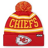 FOCO NFL Unisex-Adult NFL Team Logo Stripe Pom Beanie Hat