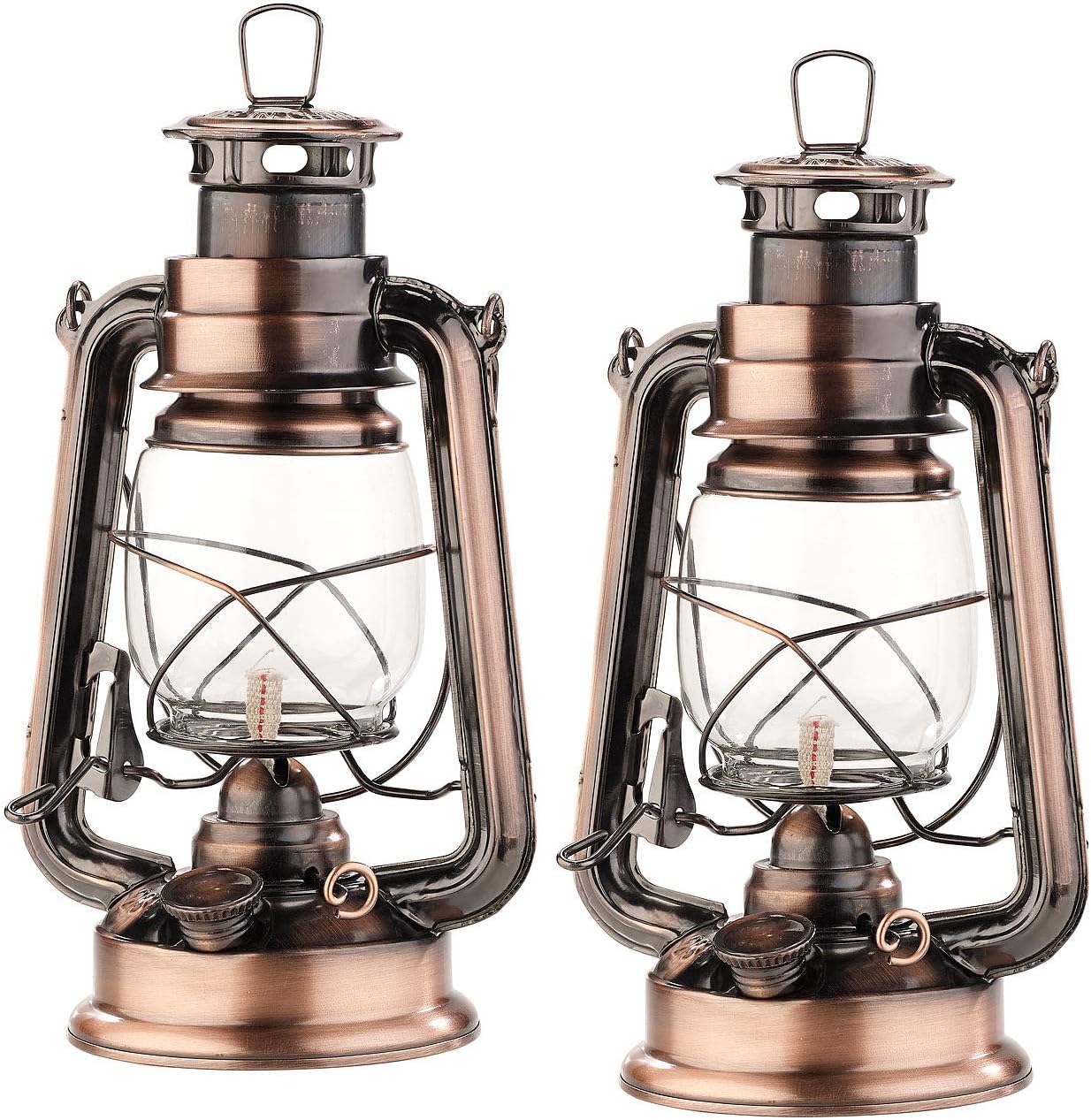 Lunartec Petroleumlampe: 2er-Set nostalgische Petroleum-Sturmlaternen mit Glaskolben, 24 cm (Petrollampe)