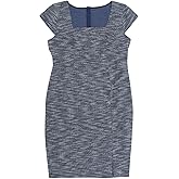 Agnes Orinda Women's Plus Size Vintage Midi Pencil Dress Tweed Cap Sleeve Sheath Dress Square Neck Work Dresses