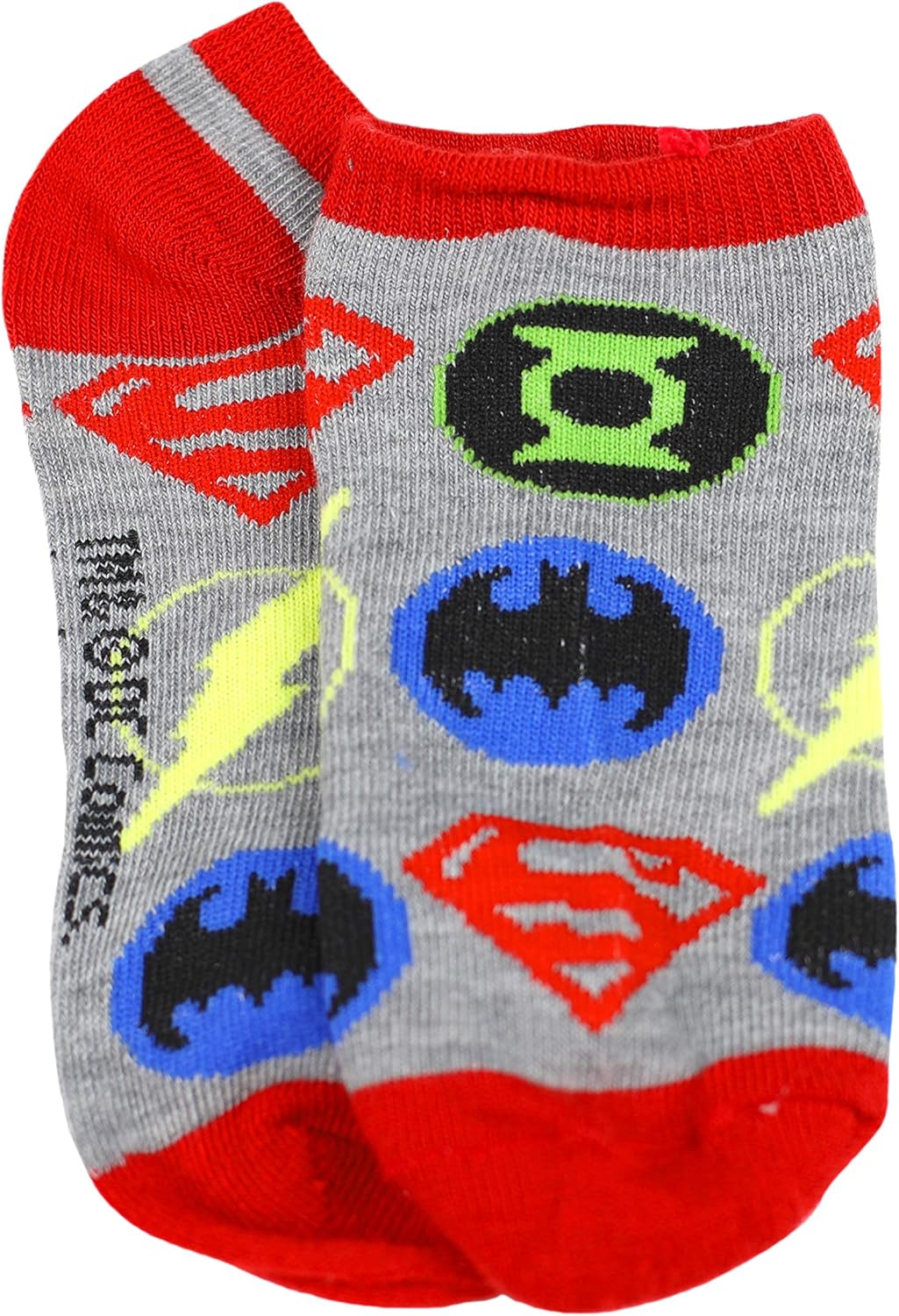 DC Comics Boy's Justice League 6-Pack No Show Socks, Sock Size 6-8.5 (Shoe Size 10-4.5): Clothing