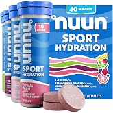 Nuun Sport Electrolyte Tablets Mixed Flavor, GF &amp; Vegan, 4 Pack | 40 Servings with Magnesium, Calcium, Potassium, Chloride &amp; Sodium, Gluten Free &amp; Vegan