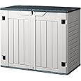 Homall Resin Outdoor Storage Cabinet - 34 Cu Ft Horizontal Shed, Weather Resistant, Multi-Purpose, Lockable for Garbage Cans, Lawn Mower and Tools