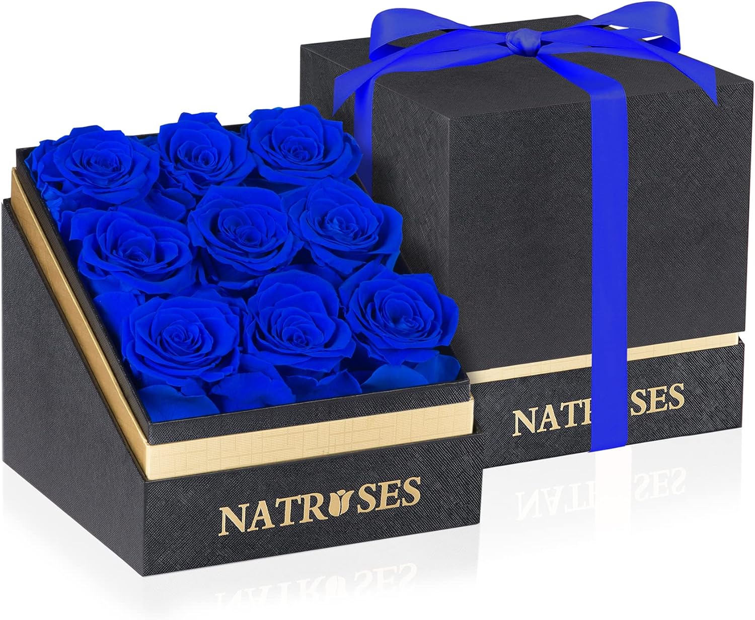 Dried & Preserved Flora - NATROSES Forever Preserved Roses in a Box, 100% Real Roses That Last Up to 3 Years, Flowers for Delivery Prime Birthday, Valentines Day Gifts for Her, Birthday Gifts (Royal Blue)