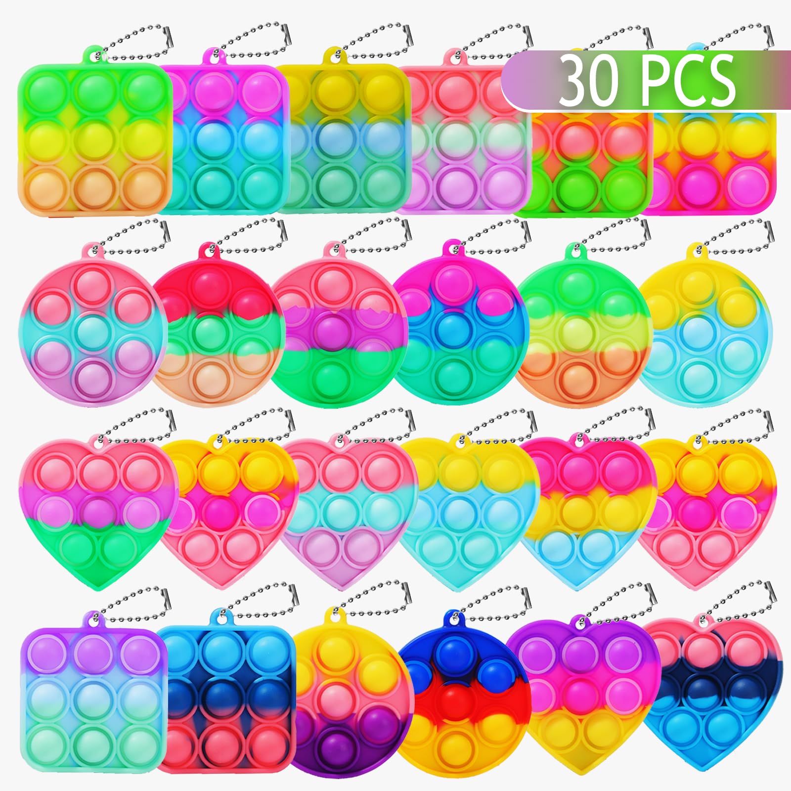 Photo 1 of 30PCS Bulk Fidget Toys, Party Favors for Kids, Birthday Party Toys, Small Classroom Prizes Box Fidgets Toys for Kids Toddlers Adult, Goodie Bag Stuffers, Treasure Chest, Bubbles Poppers,Relieve Stress