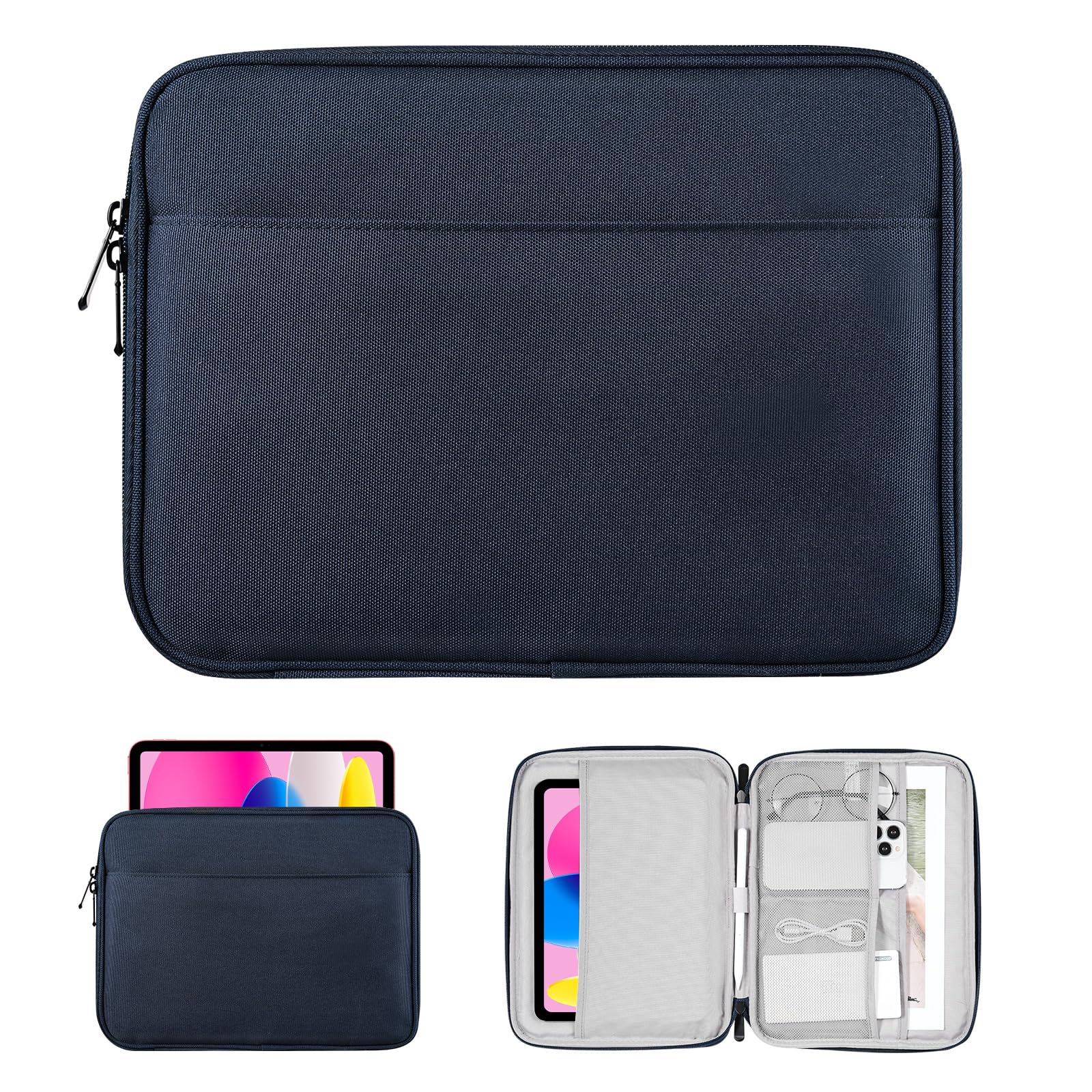 TiMOVO 9-11 Inch Tablet Sleeve Case for iPad 10.2 2021-2019,iPad Air 5/4 10.9, iPad 10th Generation 2022, iPad Pro 11 2022-2018, Galaxy Tab S9/S8/A8/A7 2023, iPad Carrying Case with Pockets,Indigo
