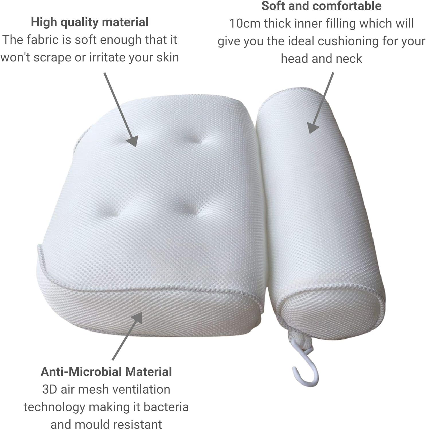 Bathtub Pillow for Neck and Shoulder: Spa Bathroom Accessories Bath Pillow for Bathtub with 6 Suction Cups. Luxury Headrest Bath Cushion for Tub. Self-Care Gifts for Women, Relaxing Bath Gift Set: Home & Kitchen