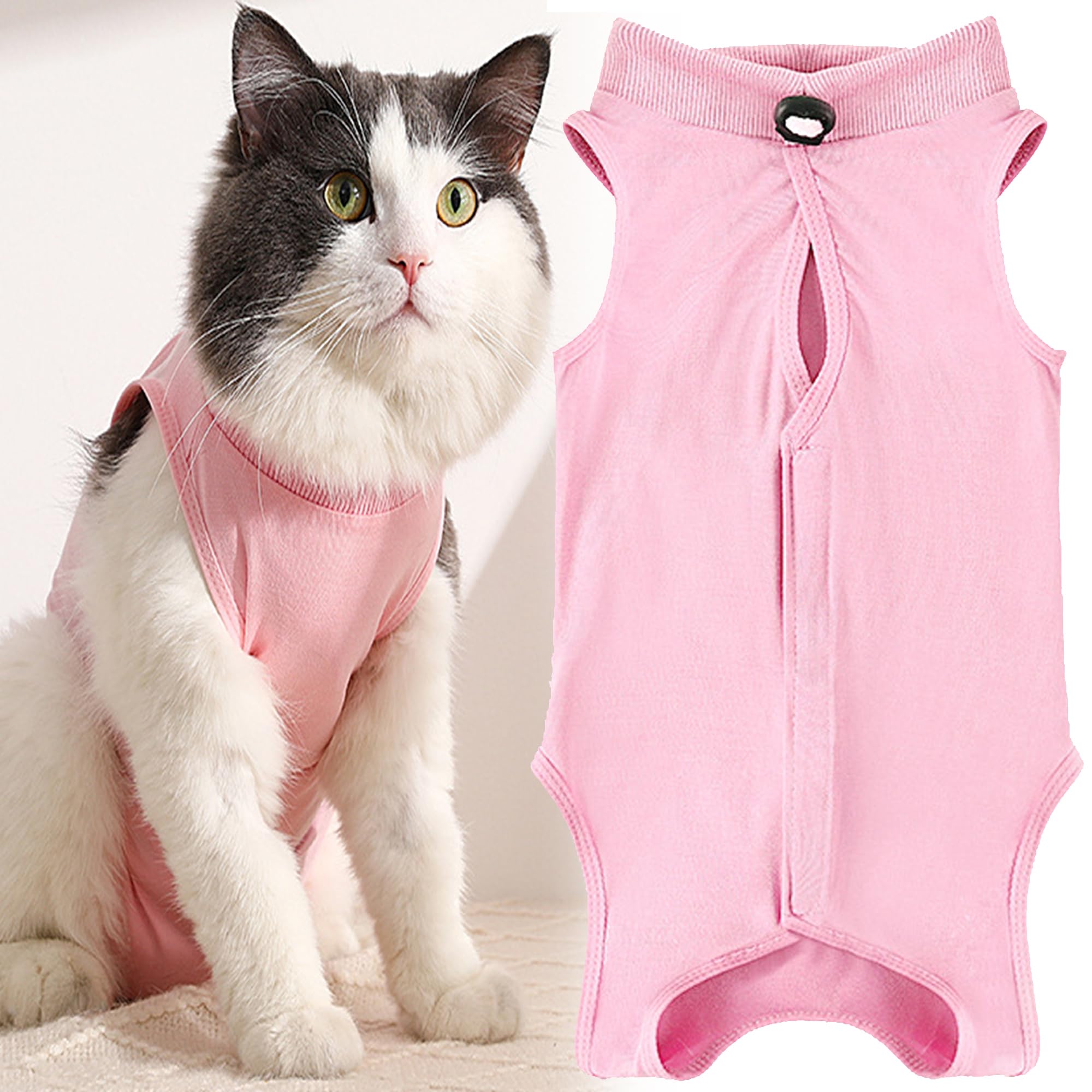 WDEC S 1-2kg Cat Professional Recovery Suit for Abdominal Wounds or Skin Diseases, E-Collar Alternative for Cats and Dogs, After Surgery Wear, Prevent Shedding, Pajama Suit