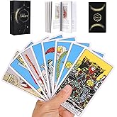 Aquadawn 78 Classic Tarot Cards with Guide Book, Traditional Standard Tarot Cards Set for Fortune Telling Game and Board Game, Sturdy Deck for Beginners and Experts