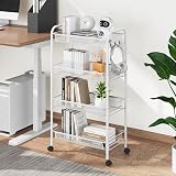 4-Tier Rolling Cart On Wheels White 4-Tier Storage Trolley view 6