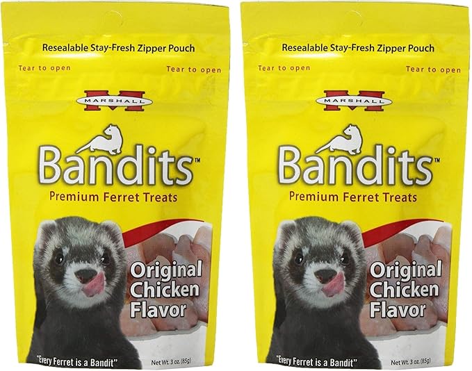 (2 Pack) Marshall Bandit Ferret Treats, Chicken Flavor 3 Ounces Each