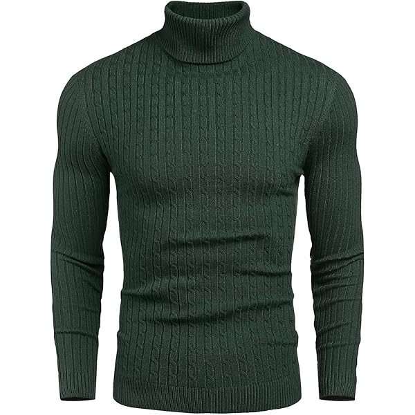 Juedoz Mens Turtleneck Sweater Slim Fit Soft Knitted Basic
