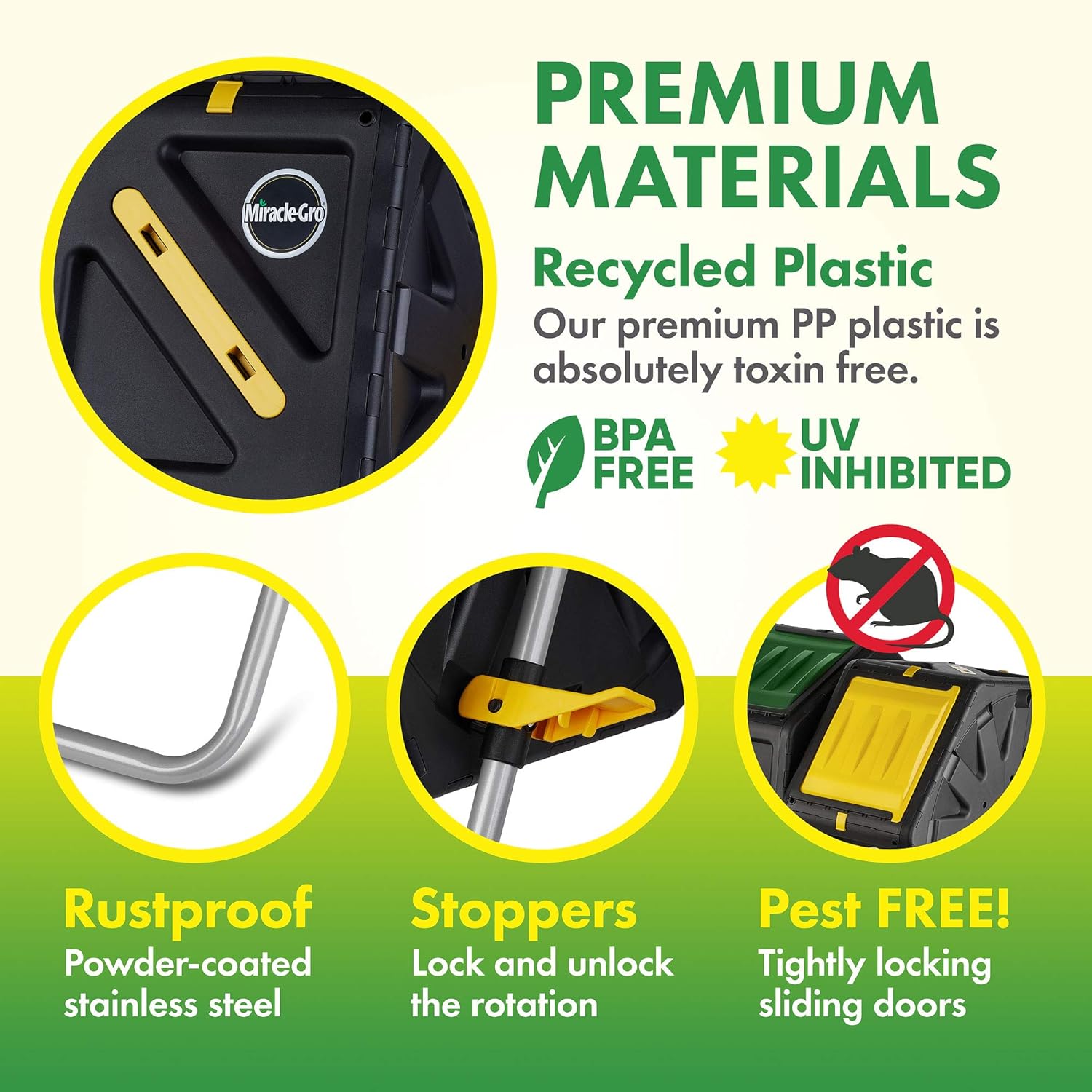 MiracleGro Dual Chamber Compost Tumbler Outdoor Bin with EasyTurn