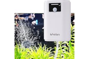 Aquarium Air Pump,CHERLAM Rechargeable&Portable Fish Aerator Pump,Lithium Battery Operated Fish Tank Air Pump with Air Stones,USB Air Pump for Fish Tank for Outdoor Fishing, Emergency, Power Cuts