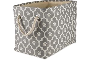 Bone Dry Pet Storage Collection Lattice Paw Print, Gray, Small Rectangle