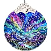 Northern Lights Christmas Ornament, Acrylic Christmas Tree Decorations with Faux Stained Glass Effect, Unique Hanging Ornaments, Northern Lights Themed Gifts for Nature Lovers, Iceland Holiday Decor