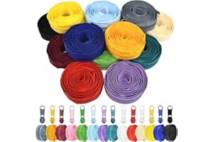 42 Yards #5 Nylon Coil Zippers Kit Sewing Zipper for DIY Sewing Crafts Zipper Tape with Match 112 Pcs Zipper Pull Heads, Zipp