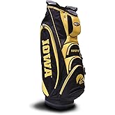 Team Golf NCAA Iowa Hawkeyes Victory Golf Cart Bag, 10-way Top with Integrated Dual Handle & External Putter Well, Cooler Pocket, Padded Strap, Umbrella Holder & Removable Rain Hood