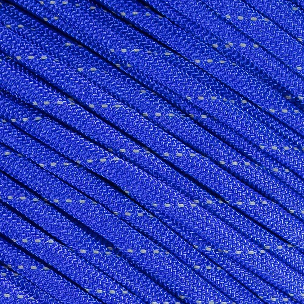 Fluorescent Reflective 550 Type III Guyline Tent Rope Camping Survival Cord High-Visibility Paracord- Rot and UV Fade Resistant (Reflective Electric Blue, 100 Feet)