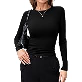 Laughido Women's Casual Slim Fit Basic T Shirts Crew Neck Long Sleeve Top Ribbed Knit Going Out Clothing 2025