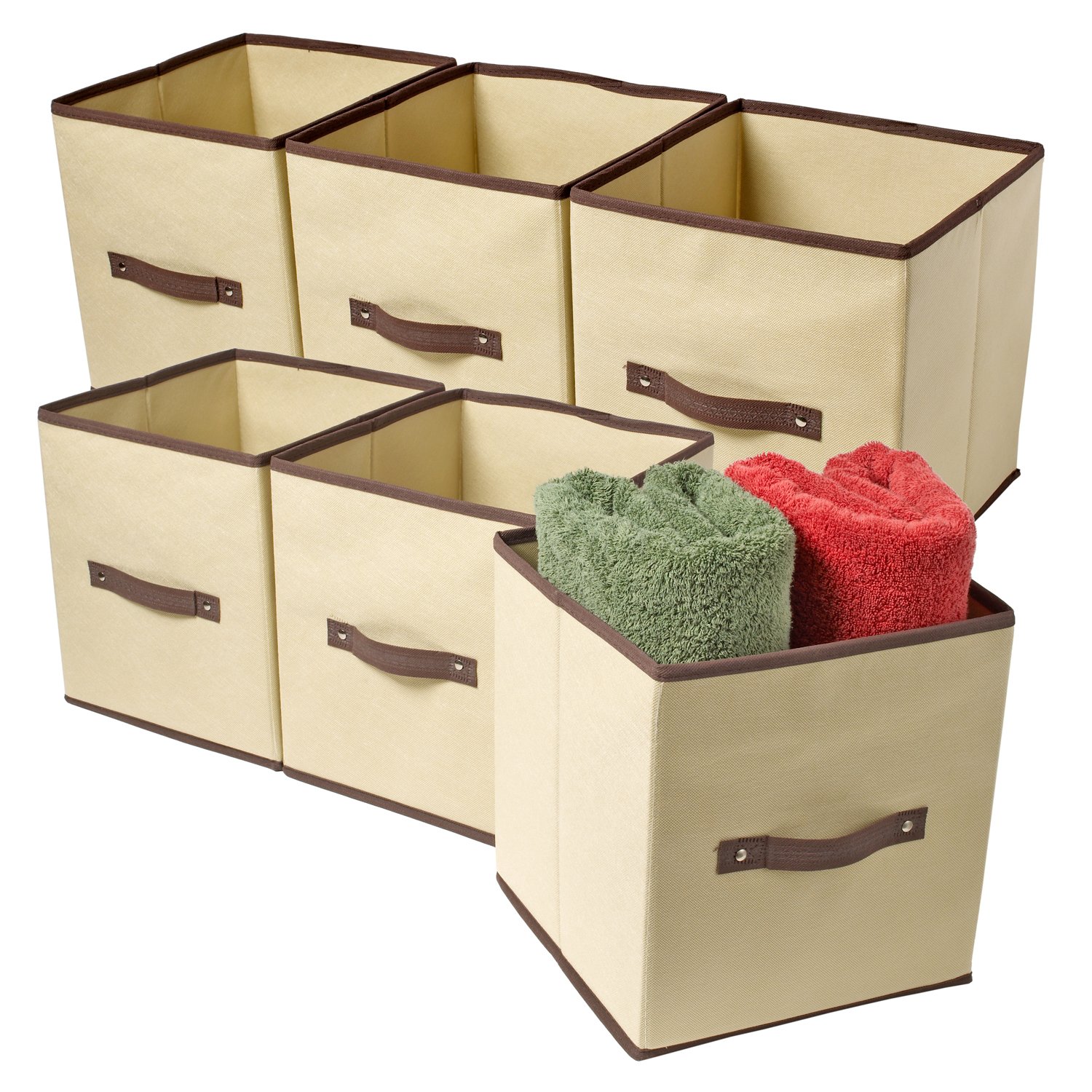 Ziz Home Set of 6 Fabric Organizer Cubes Collapsible Bins Foldable