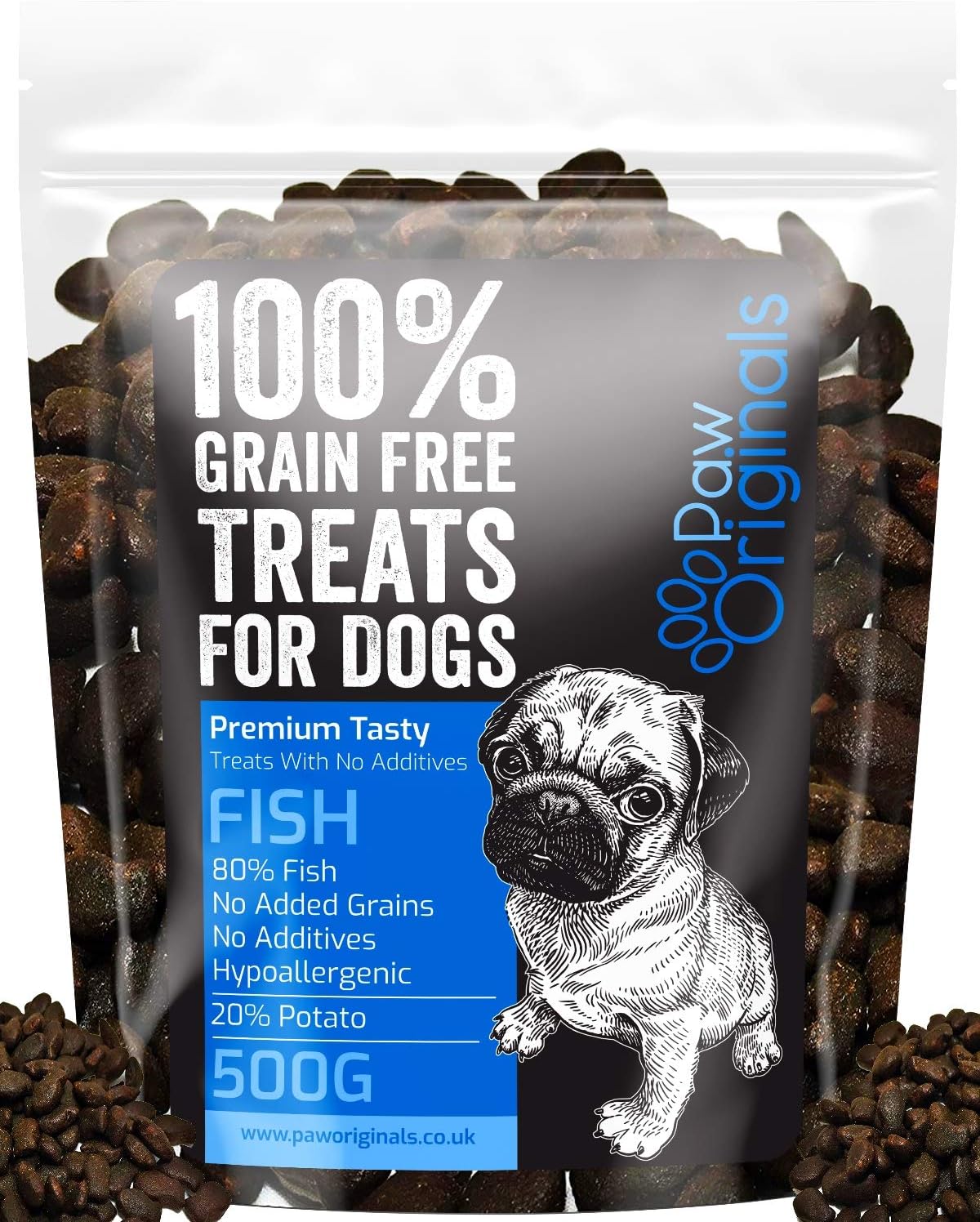 Fish Grain Free Dog Training Treats - 1000 Tasty Treat Pack - Packed With Omega 3,6,9 & D3 - 80% Fish, 20% Potato & Sweet Potato - Hypoallergenic Treats for Dogs with Sensitive Stomachs - Gluten Free
