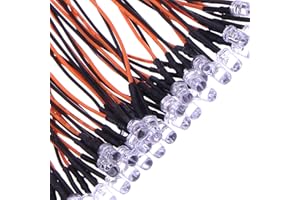 Waycreat 35pcs Prewired Orange 5mm Led Diodes, Ultra-Bright 12V, Built-in Resistor for DIY Projects, Arduino, Raspberry Pi, and Hobby Electronics