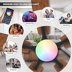 FUMLTP Ceiling fans with Lights, 54 In RGB Low
