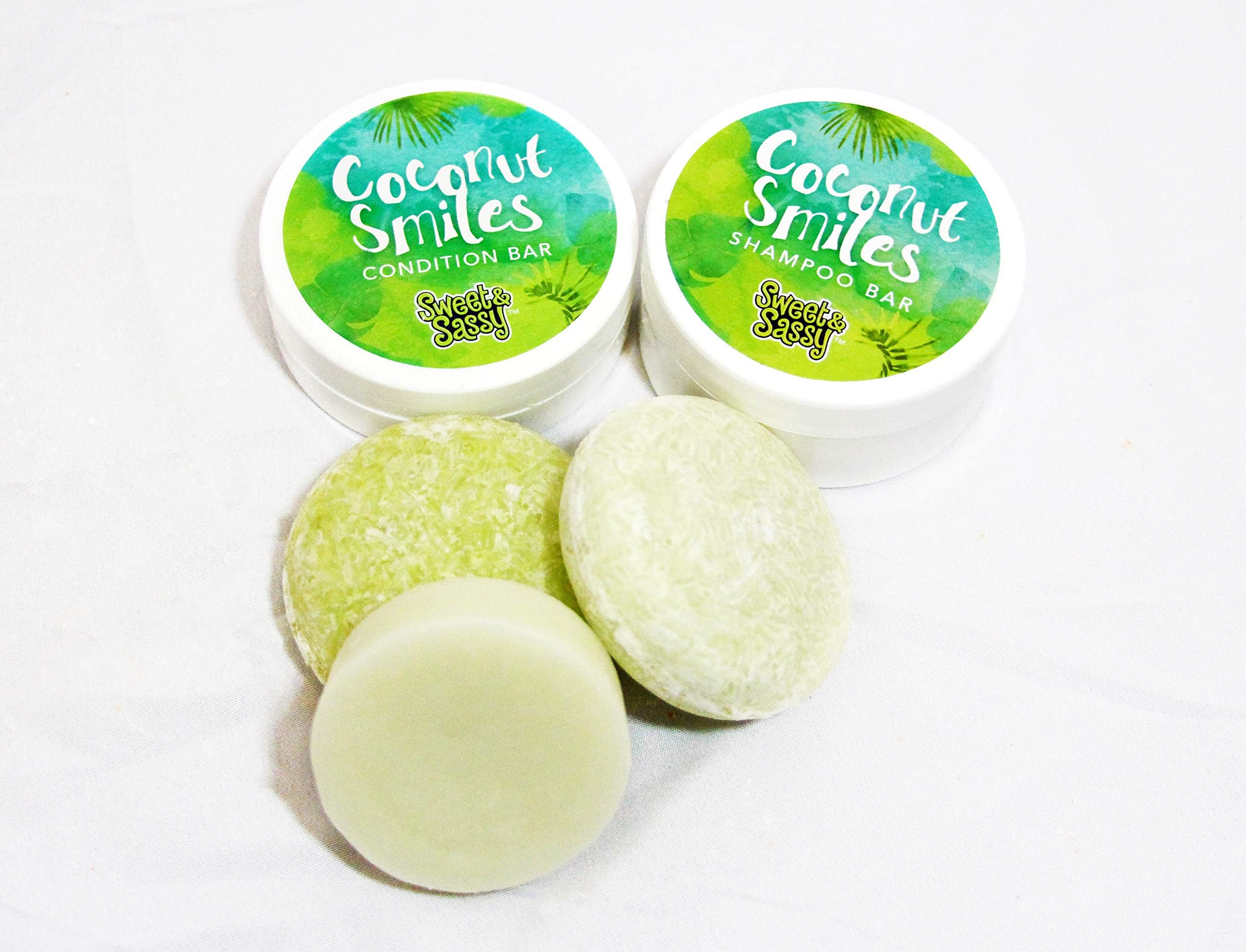 Shampoo & Condition Bars: Includes 2 Shampoo Bars + 1 Conditioner Bar + 2 Travel Containers. All Natural, Safe for Color Treated Hair, SLS Free, Compare to Lush Shampoo Bars