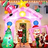 10 Ft Christmas Inflatable Archway with Photo Frame, Heavy Industry Windproof Holiday Entrance Decor w/9 LED Lights, Santa Claus Design, Outdoor Christmas Decor for Yard, Mall, Party