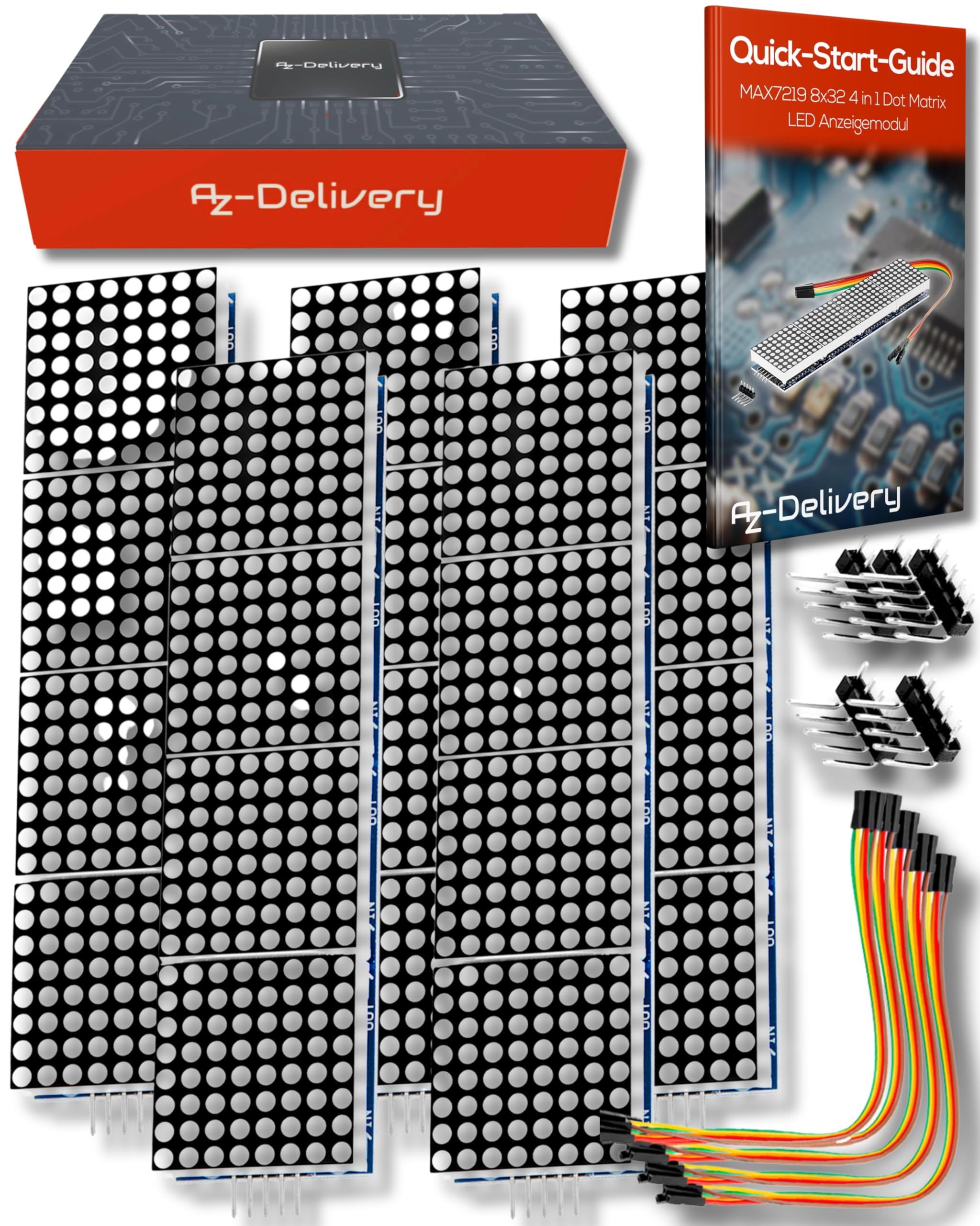 AZDelivery 5 x MAX7219 8 x 32 Dot Matrix MCU 4 in 1 LED Display Module compatible with Arduino including E-Book!