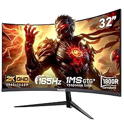 Gawfolk 32 inch 2K QHD(2560×1440P) 165Hz Curved