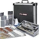 PERWIN Universal Gun Cleaning Kit Deluxe for All Caliber Pistol Rifle Handgun Shotgun Hunting Cleaning Kits with All Brass Brushes, Rods, Jags, Screwdriver Set and high-end Aluminum Box