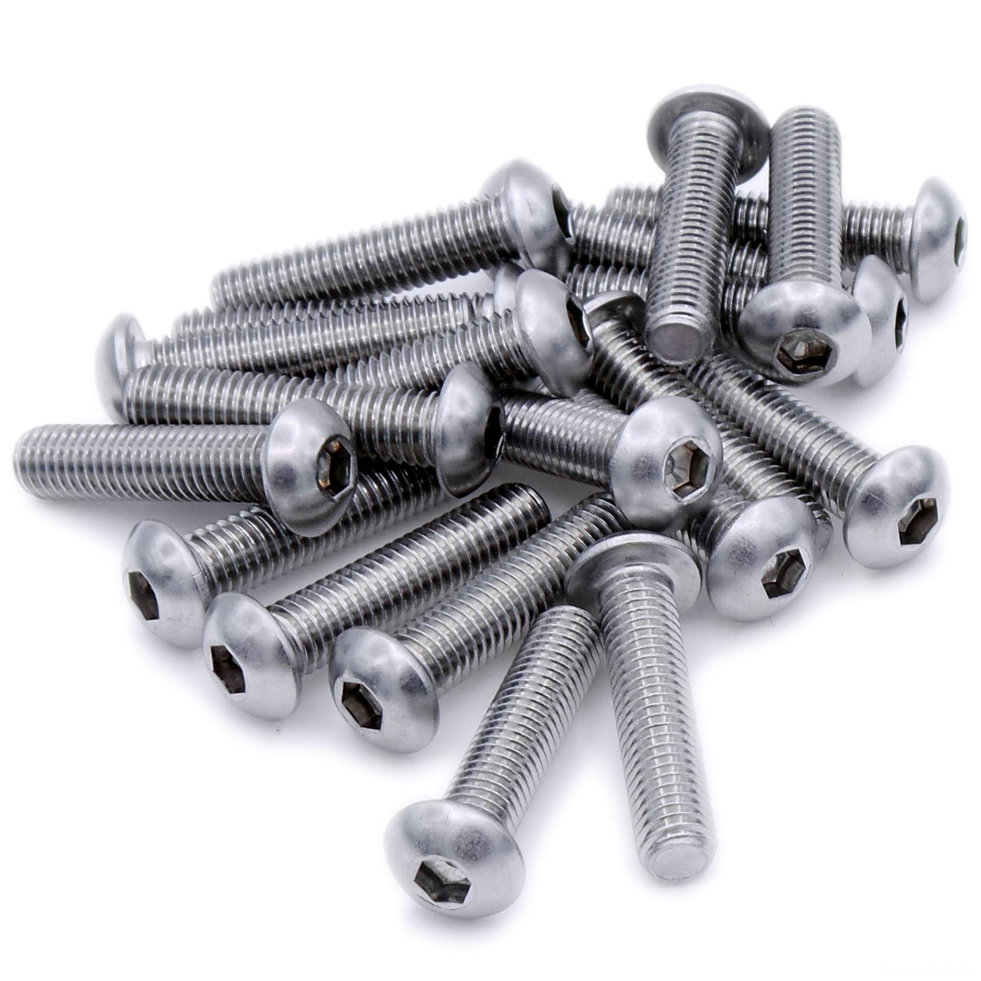 M3 (3mm x 20mm) Hex Socket Button Machine Screw (Bolt) - Stainless Steel (A2) (Pack of 20)